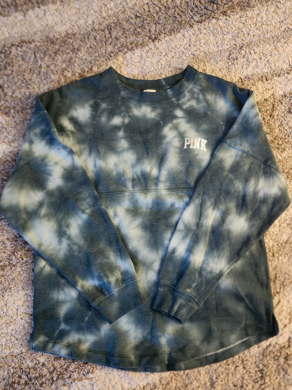 Victoria's Secret PINK Blue Tie-Dye Crewneck Sweatshirt